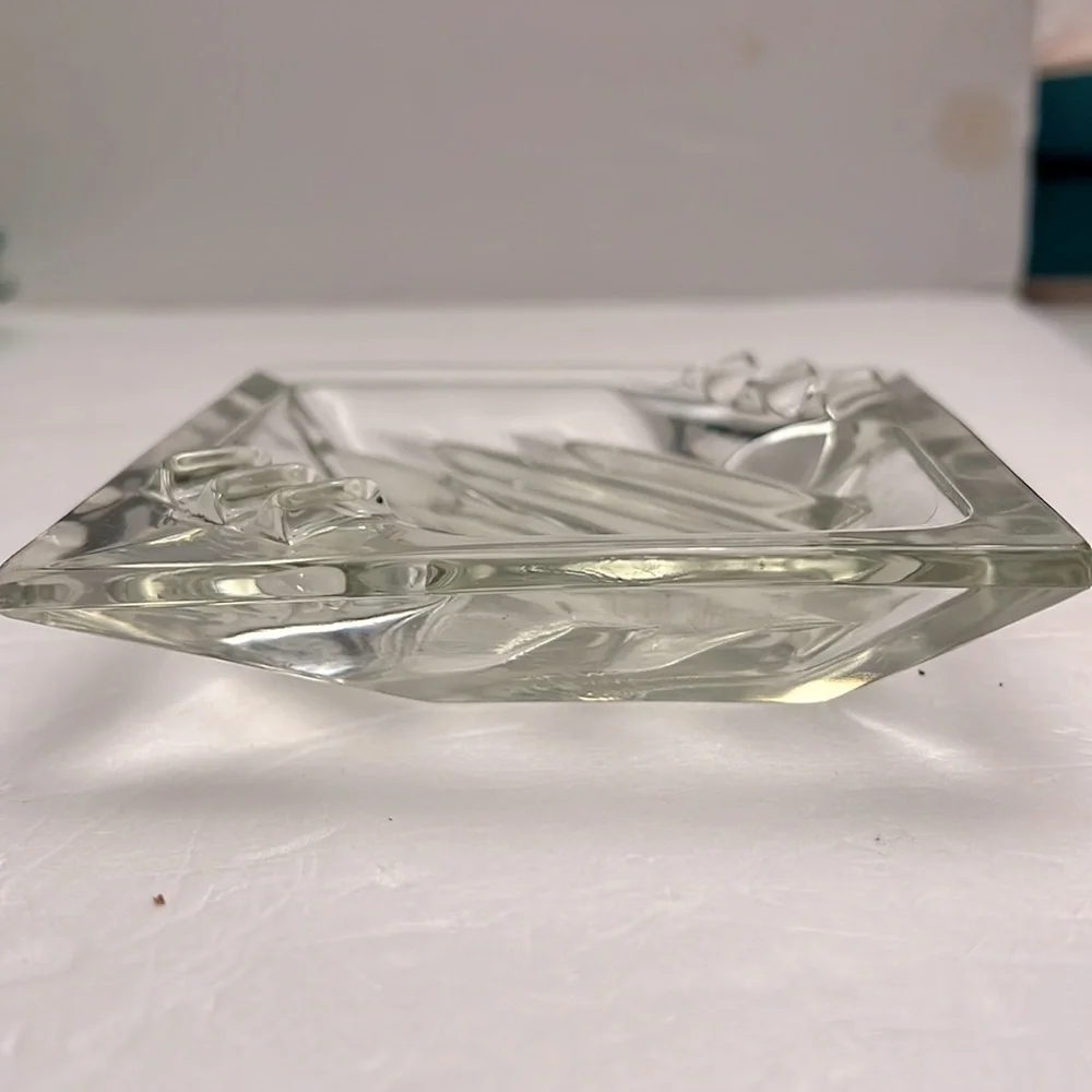 MCM Vintage Heavy Crystal Glass Ashtray